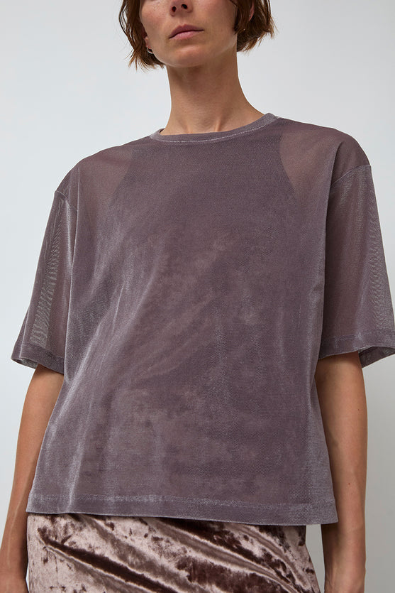 Simone Wild Mesh Velvet Oversized Tee in Mauve