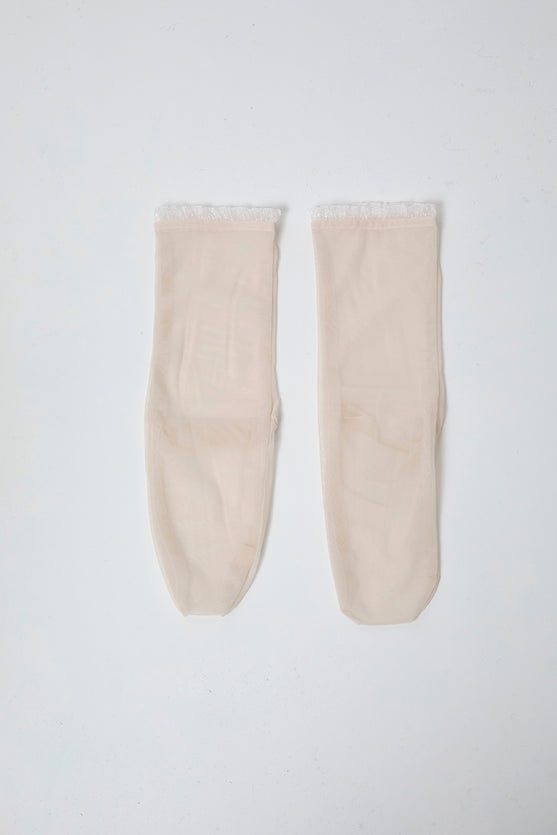 Simone Wild Mesh Frill Ankle Socks in Silk