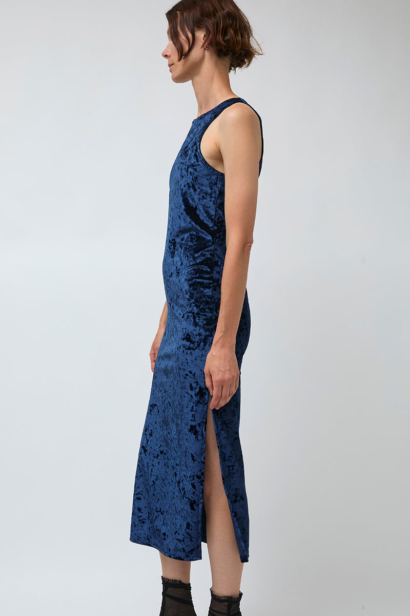Simone Wild Velvet Athletic Dress in Navy
