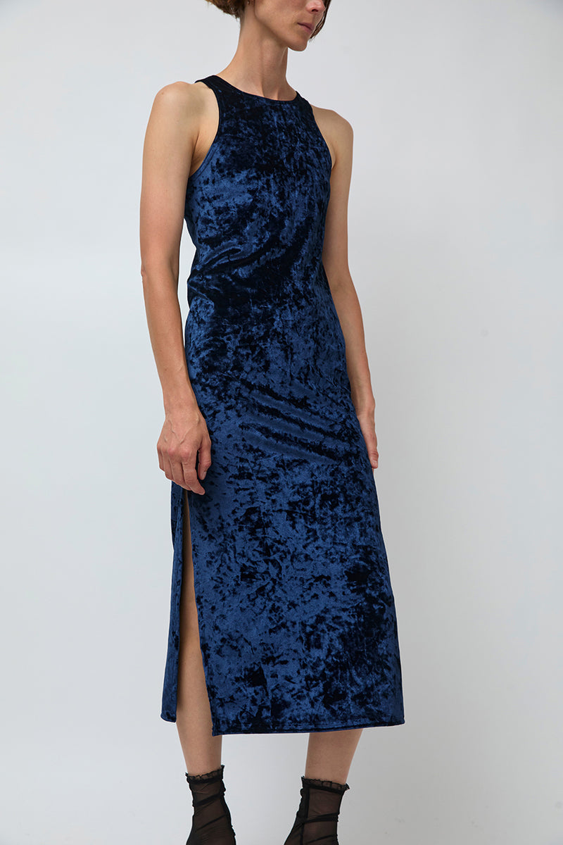 Simone Wild Velvet Athletic Dress in Navy