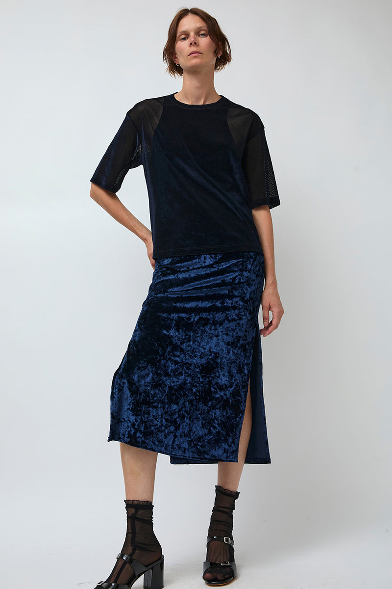 Simone Wild Velvet Athletic Dress in Navy