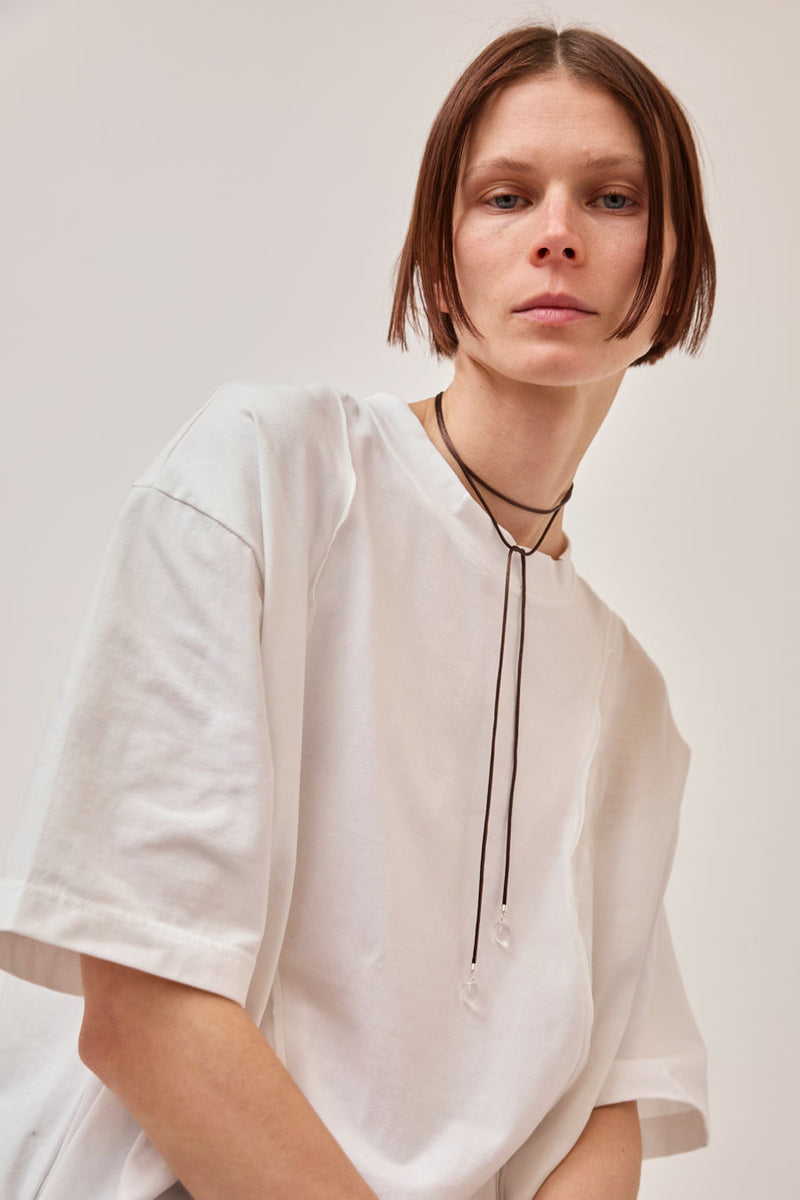 Sisi Joia Long Tac Tac Necklace in Brown and Clear