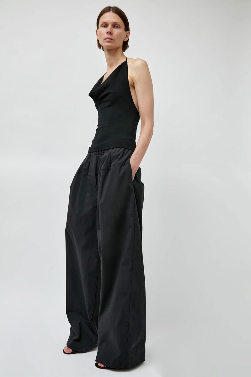 St. Agni Cowl Halter Knit Top in Black