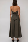 St. Agni Gathered Strapless Tie Back Dress in Khaki