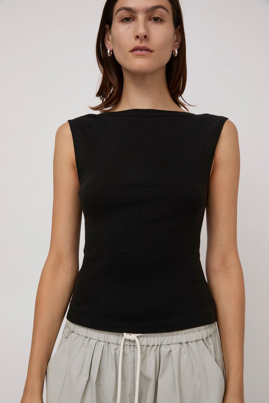 St. Agni Organic Cotton Ballerina Top in Jet Black