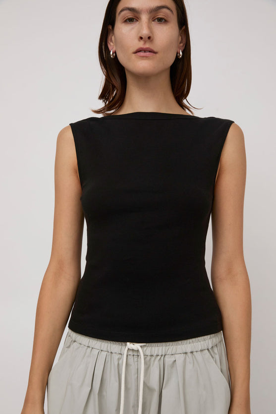 St. Agni Organic Cotton Ballerina Top in Jet Black