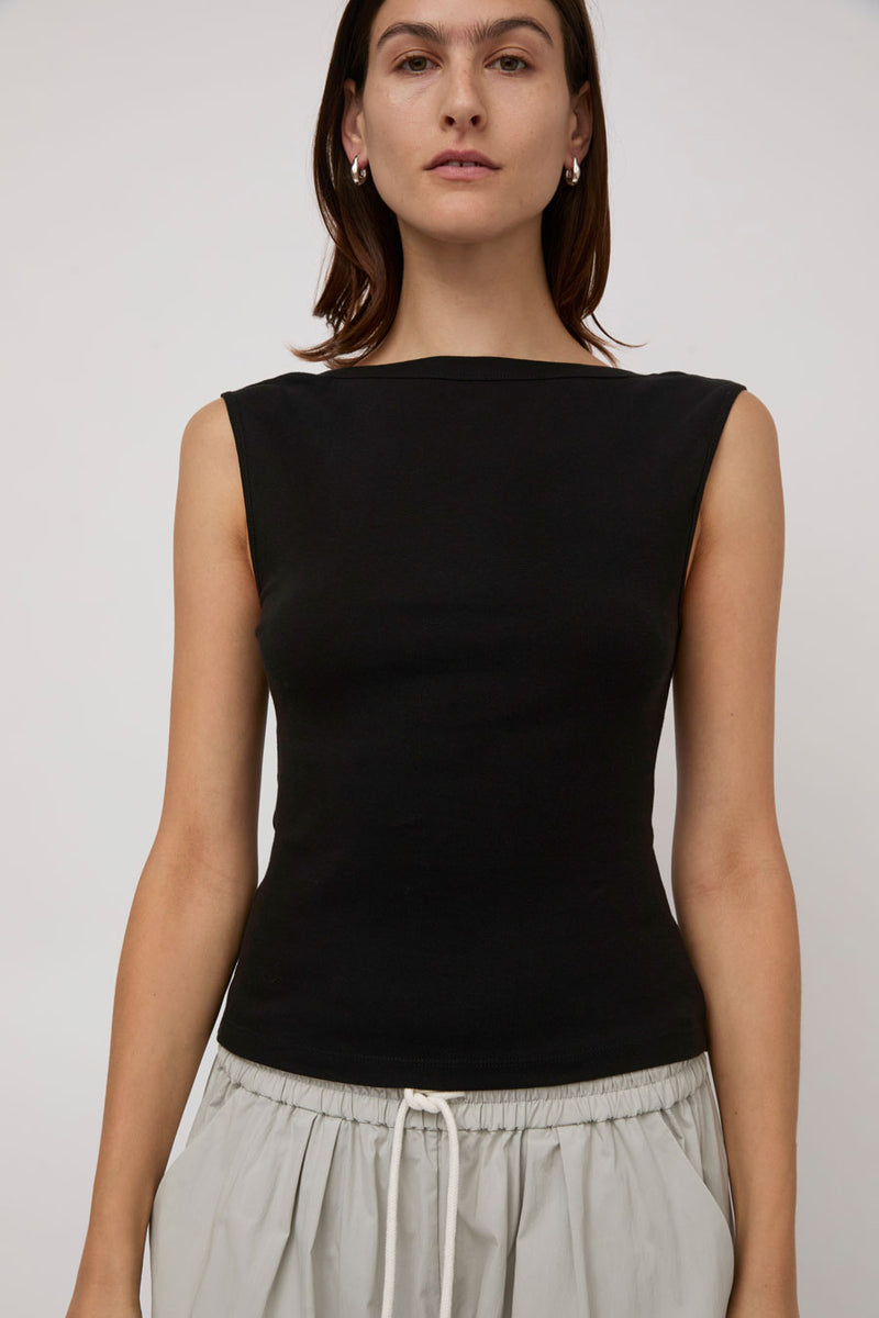 St. Agni Organic Cotton Ballerina Top in Jet Black