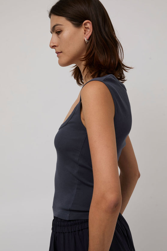 St. Agni Organic Cotton Ballerina Top in Storm