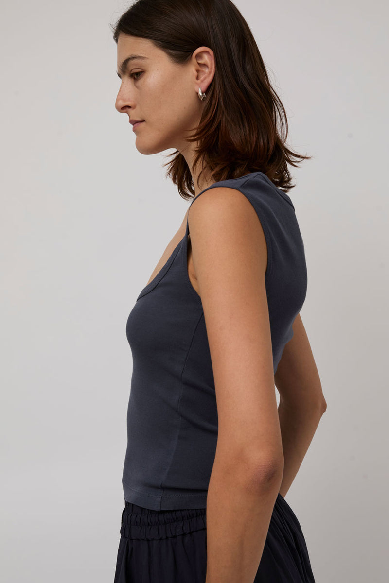 St. Agni Organic Cotton Ballerina Top in Storm