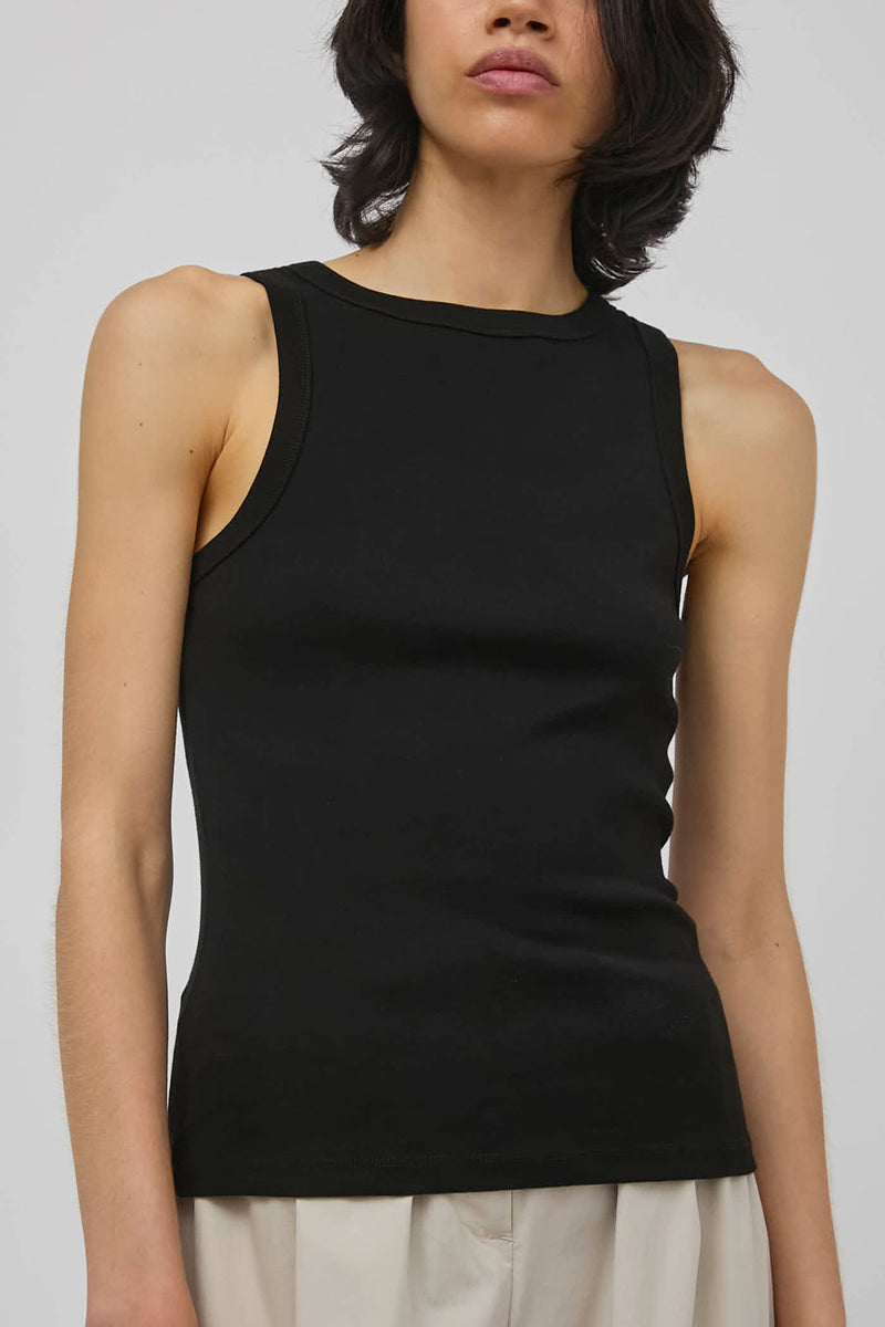 St. Agni Organic Cotton Bateau Tank in Jet Black