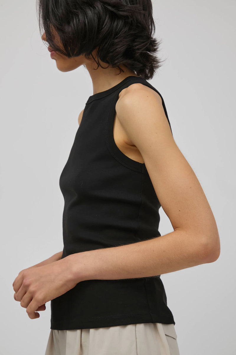 St. Agni Organic Cotton Bateau Tank in Jet Black