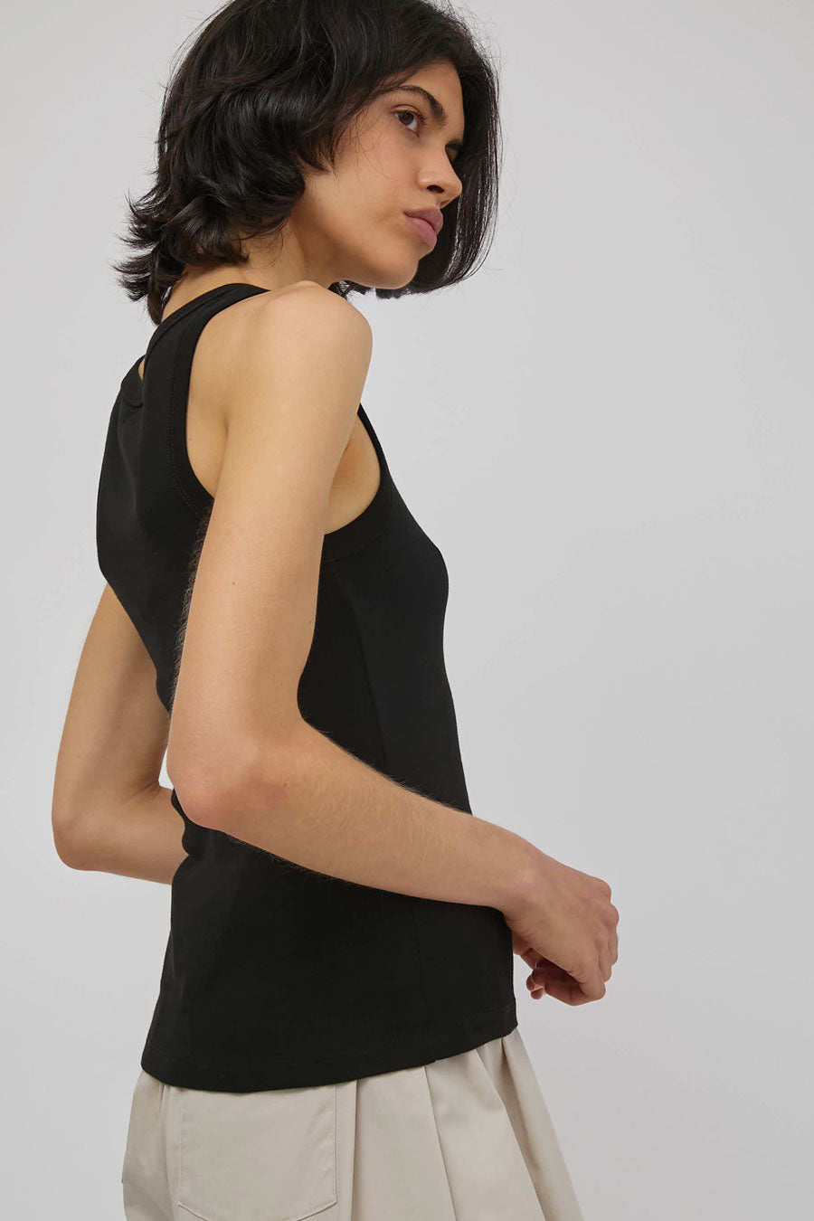 St. Agni Organic Cotton Bateau Tank in Jet Black