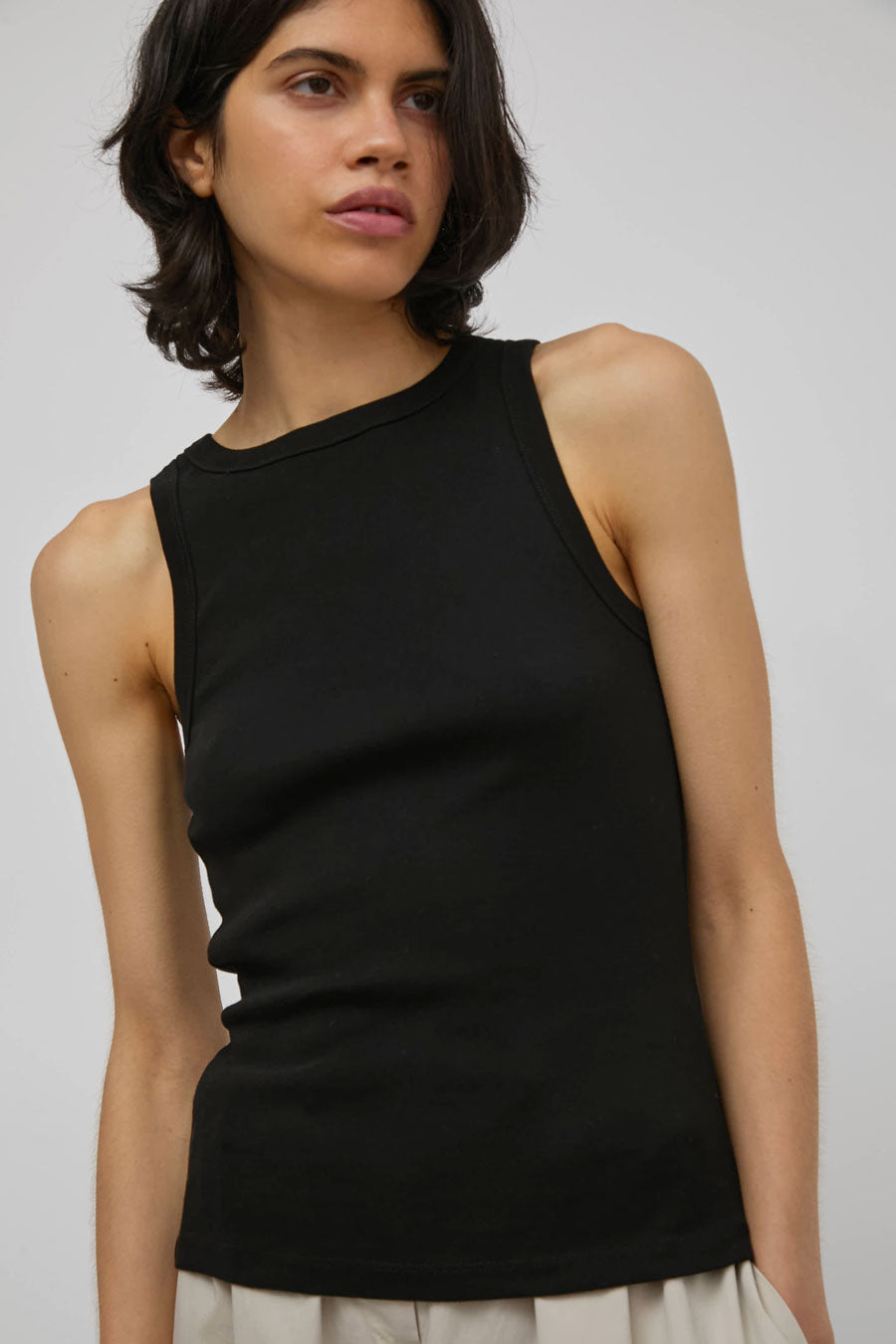 St. Agni Organic Cotton Bateau Tank in Jet Black