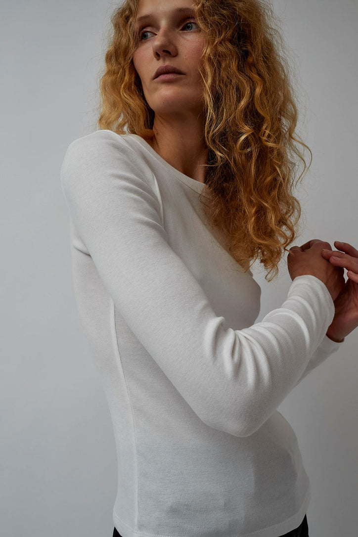 St. Agni Organic Cotton Long Sleeve Top in White