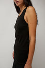 St. Agni Organic Cotton Soft Rib Singlet in Black