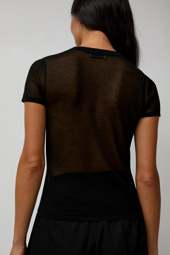 St. Agni Sheer Baby Tee in Black