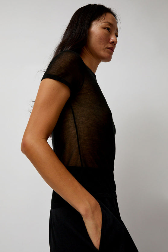 St. Agni Sheer Baby Tee in Black