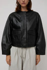 St. Agni Utility Cocoon Leather Bomber in Black