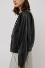 St. Agni Utility Cocoon Leather Bomber in Black