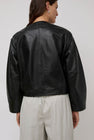 St. Agni Utility Cocoon Leather Bomber in Black