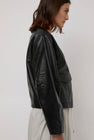 St. Agni Utility Cocoon Leather Bomber in Black