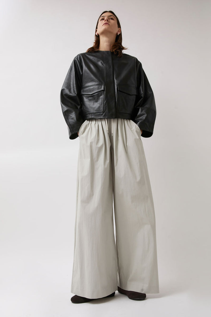 St. Agni Utility Cocoon Leather Bomber in Black