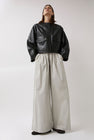 St. Agni Utility Cocoon Leather Bomber in Black