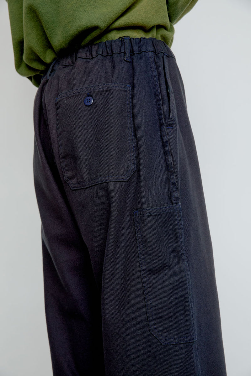 Sultan Wash Big Baggy UK Pant in Dark Navy Yellow
