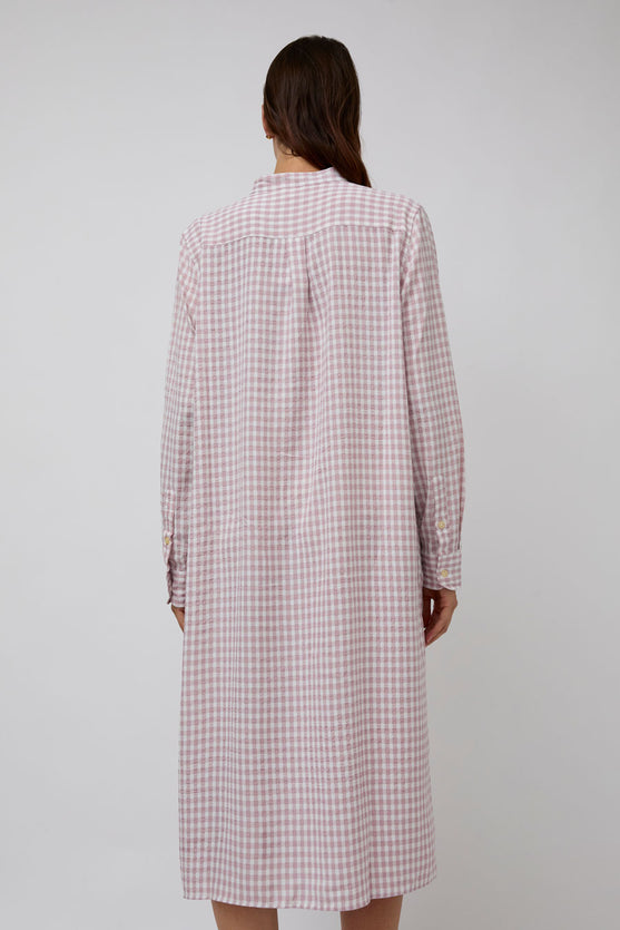 Sultan Wash Blouse Dress Vichy in Rose Pale
