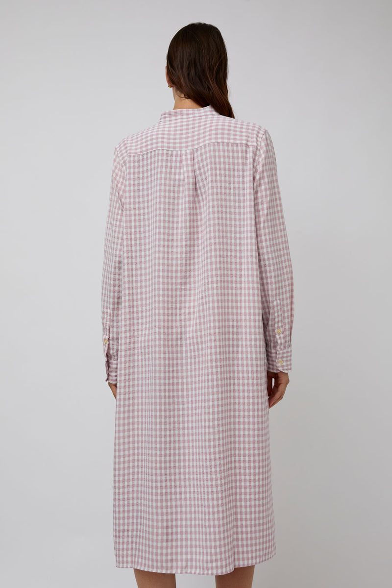 Sultan Wash Blouse Dress Vichy in Rose Pale
