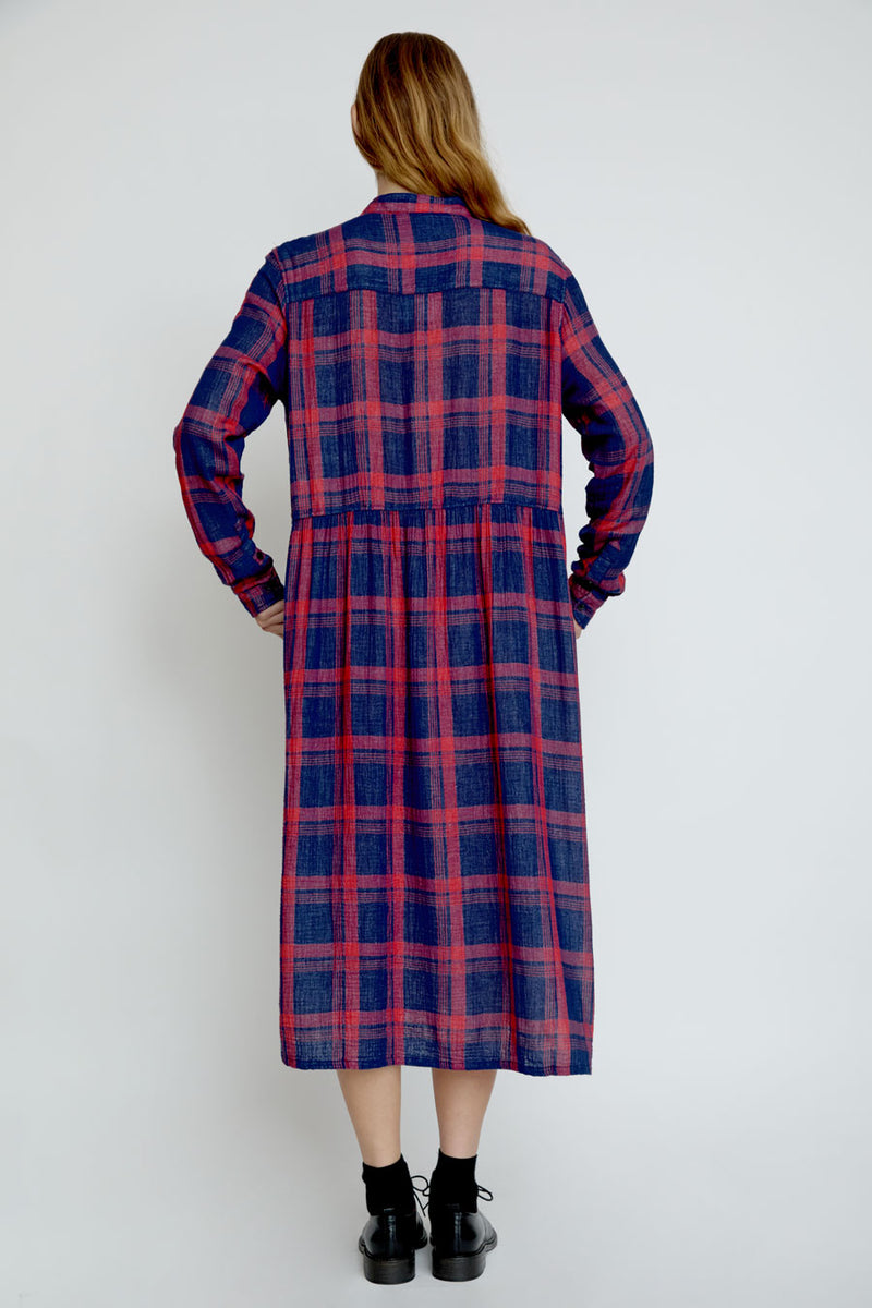 Sultan Wash Eva Check Dress in Bleu Rouge