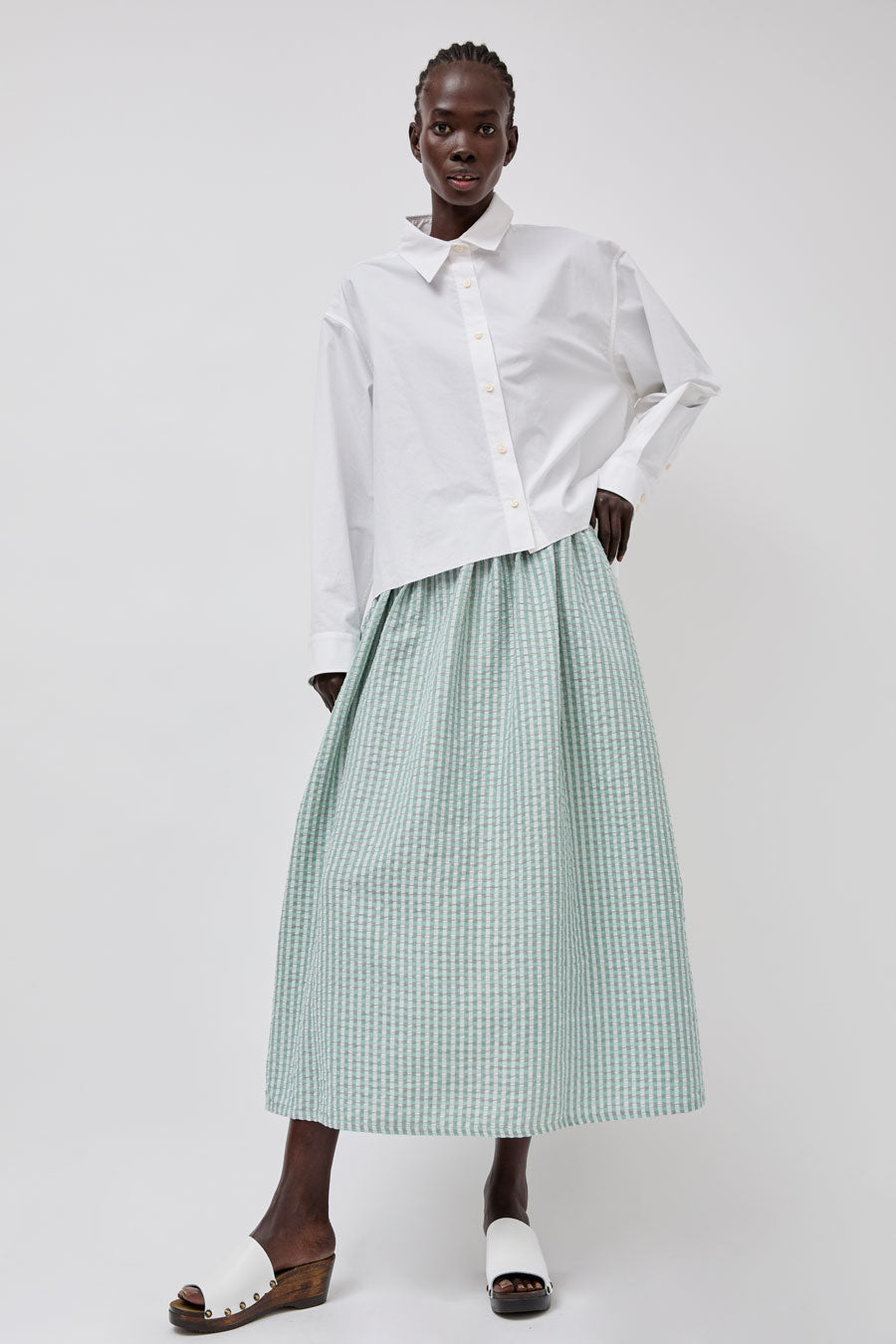 Sultan Wash Louise Skirt in Gris Vert Vichy