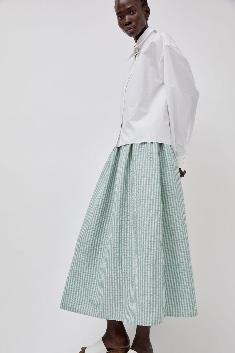 Sultan Wash Louise Skirt in Gris Vert Vichy