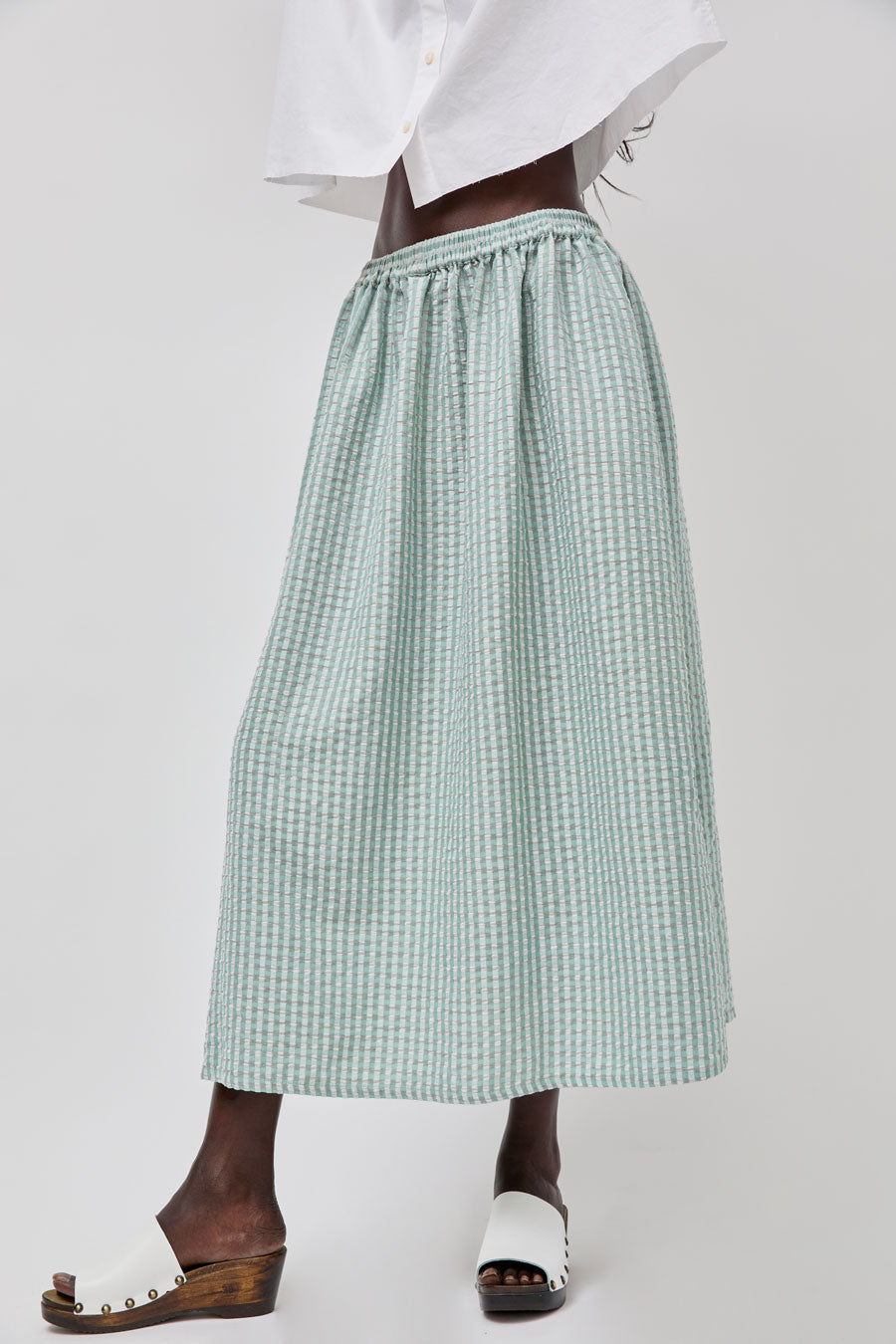 Sultan Wash Louise Skirt in Gris Vert Vichy