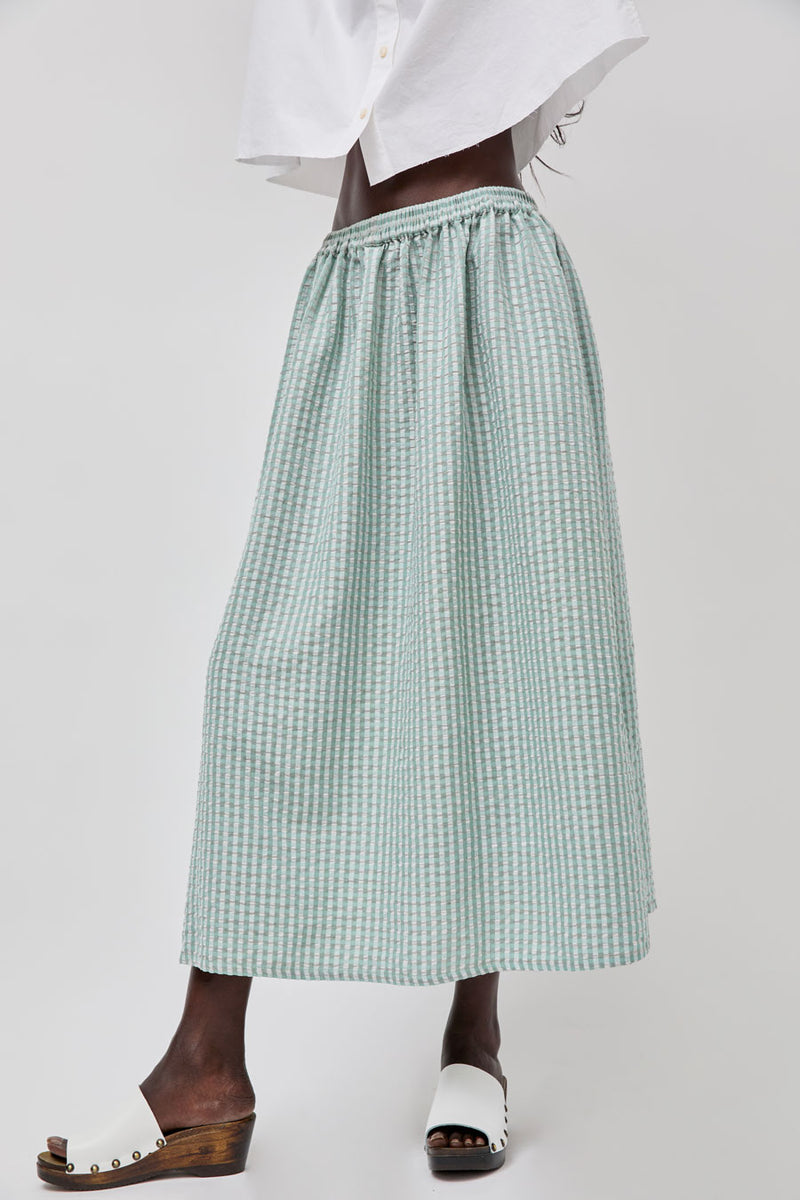 Sultan Wash Louise Skirt in Gris Vert Vichy