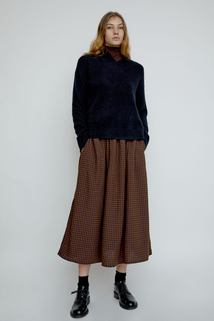 Sultan Wash Louise Skirt in Khaki Brown Vichy Star