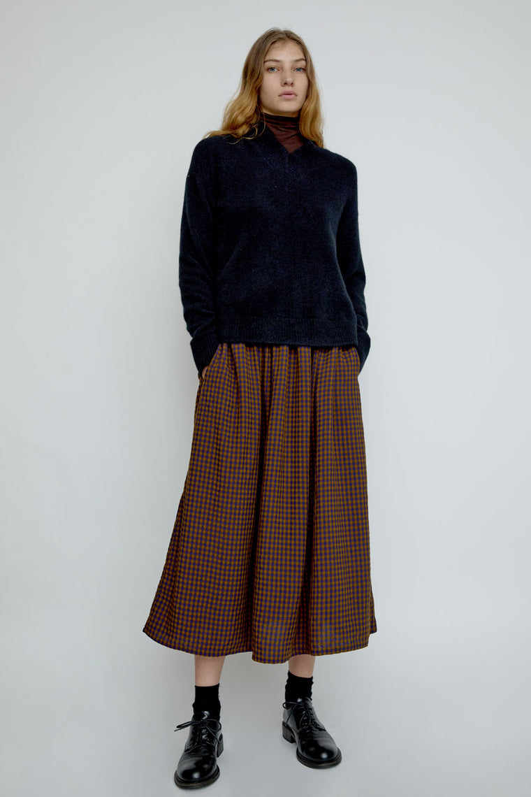 Sultan Wash Louise Skirt in Khaki Brown Vichy Star