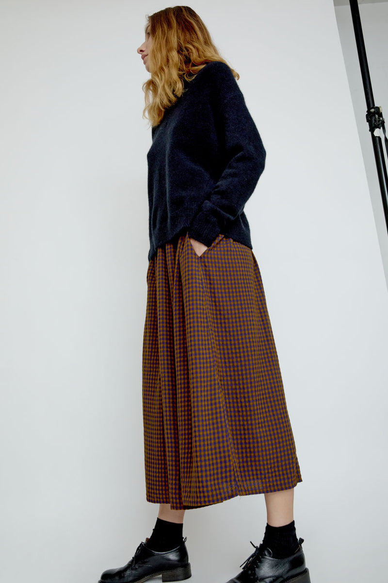 Sultan Wash Louise Skirt in Khaki Brown Vichy Star