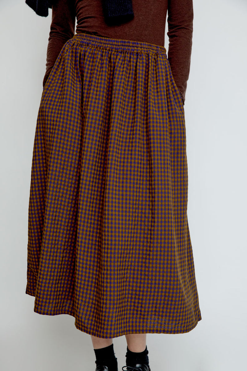 Sultan Wash Louise Skirt in Khaki Brown Vichy Star