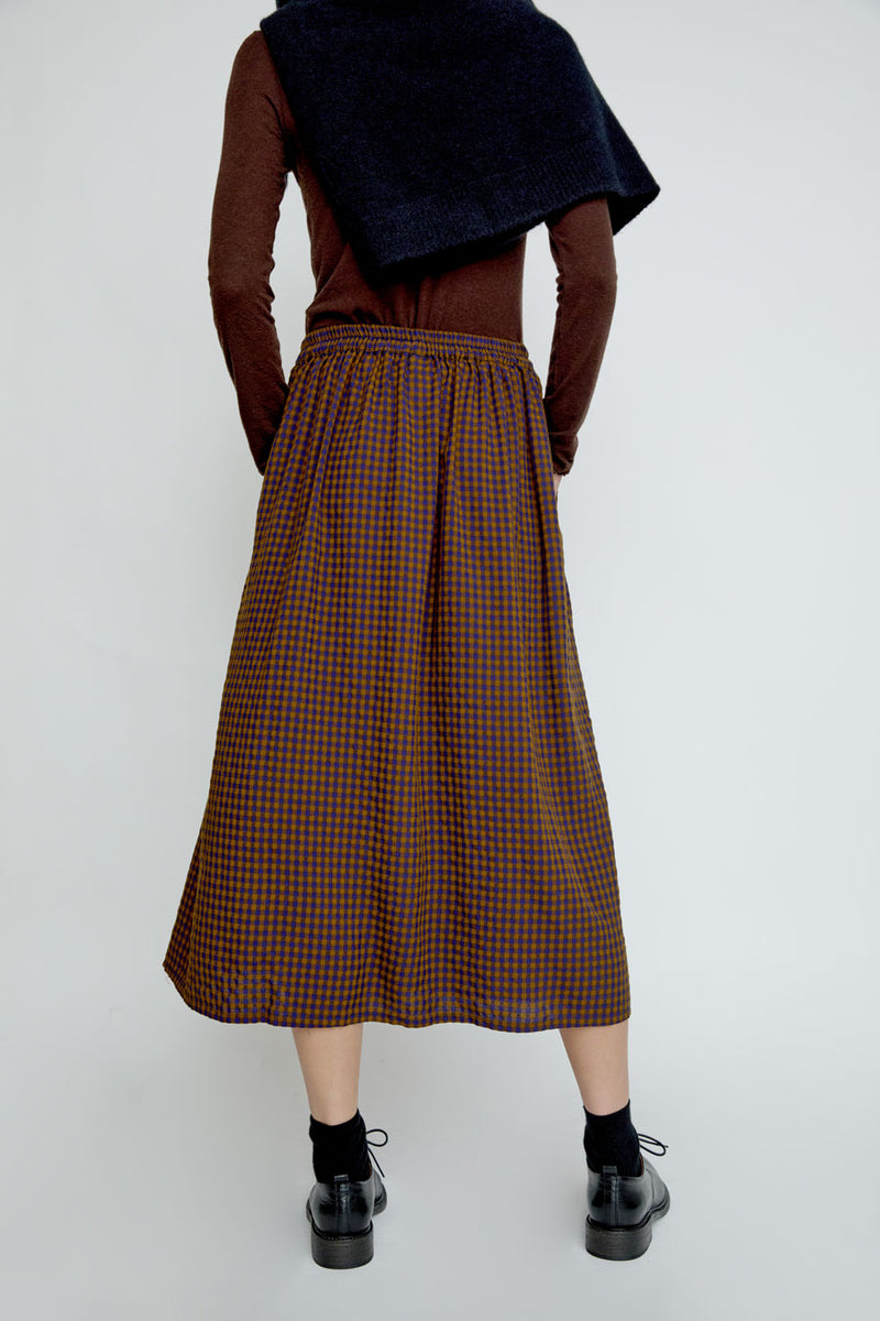 Sultan Wash Louise Skirt in Khaki Brown Vichy Star