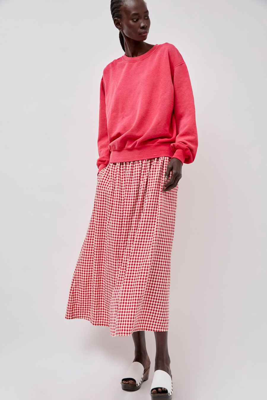 Sultan Wash Louise Skirt in Rouge Vichy