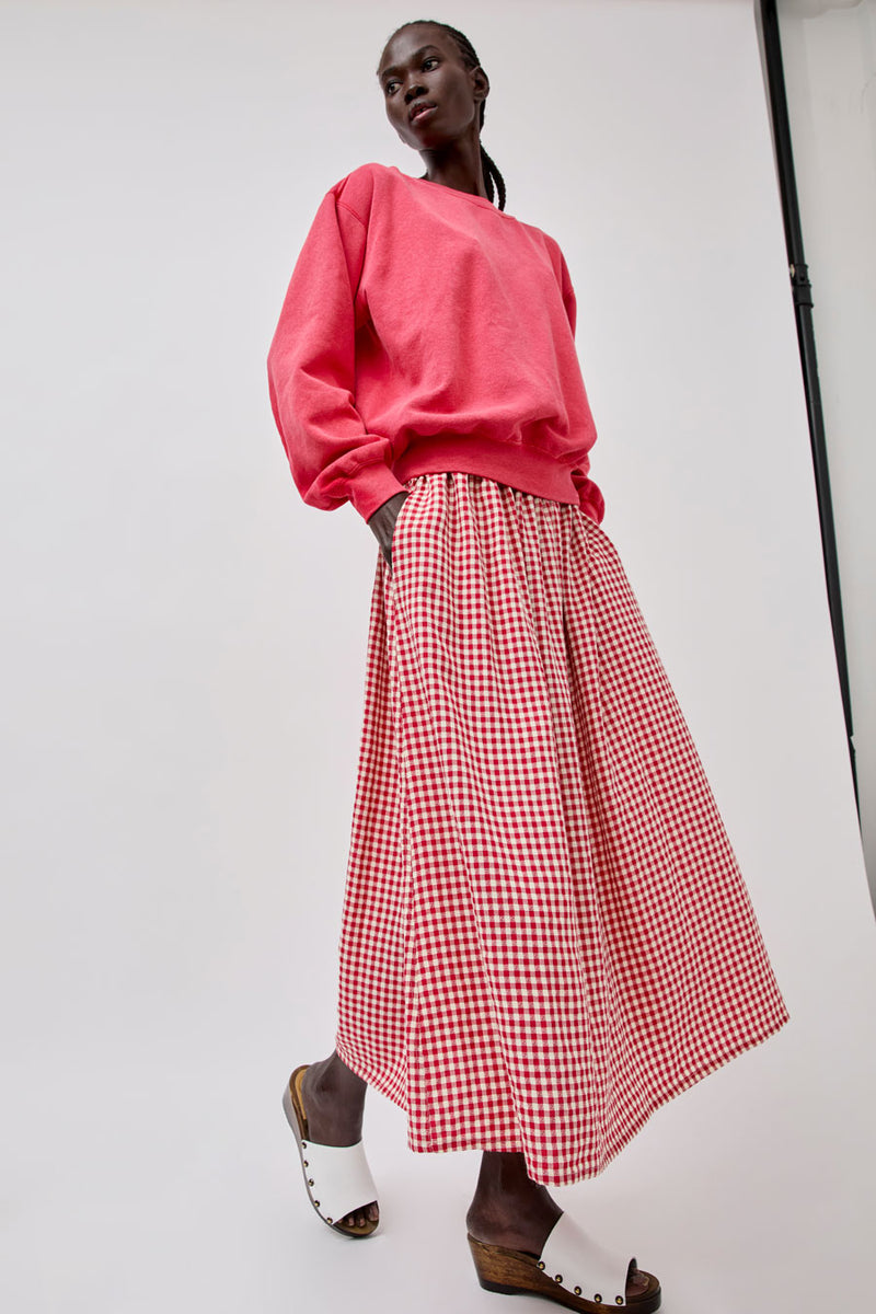 Sultan Wash Louise Skirt in Rouge Vichy