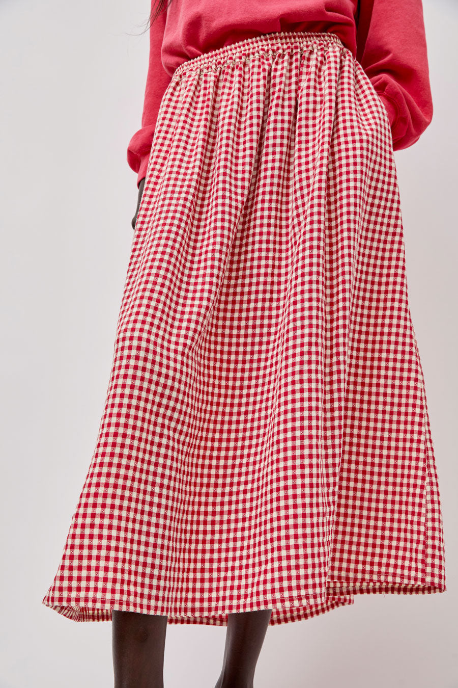 Sultan Wash Louise Skirt in Rouge Vichy