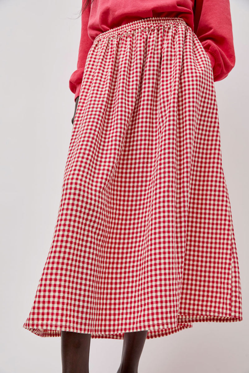 Sultan Wash Louise Skirt in Rouge Vichy