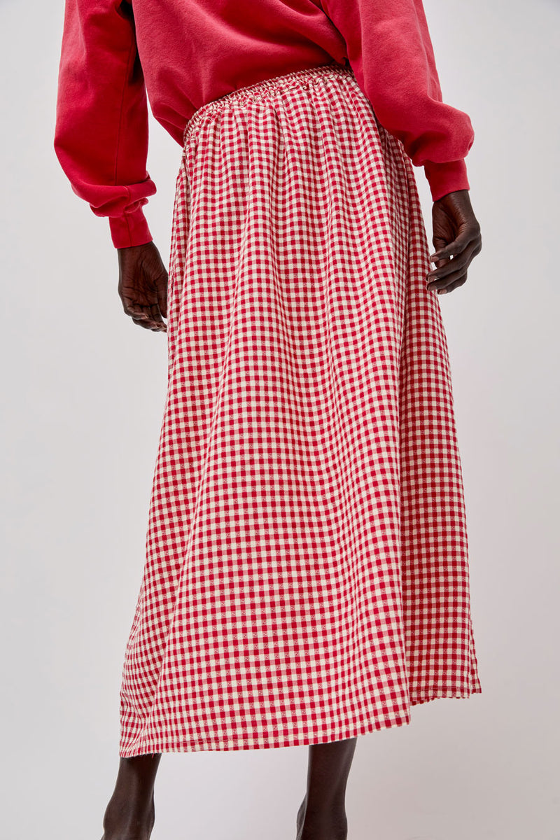 Sultan Wash Louise Skirt in Rouge Vichy