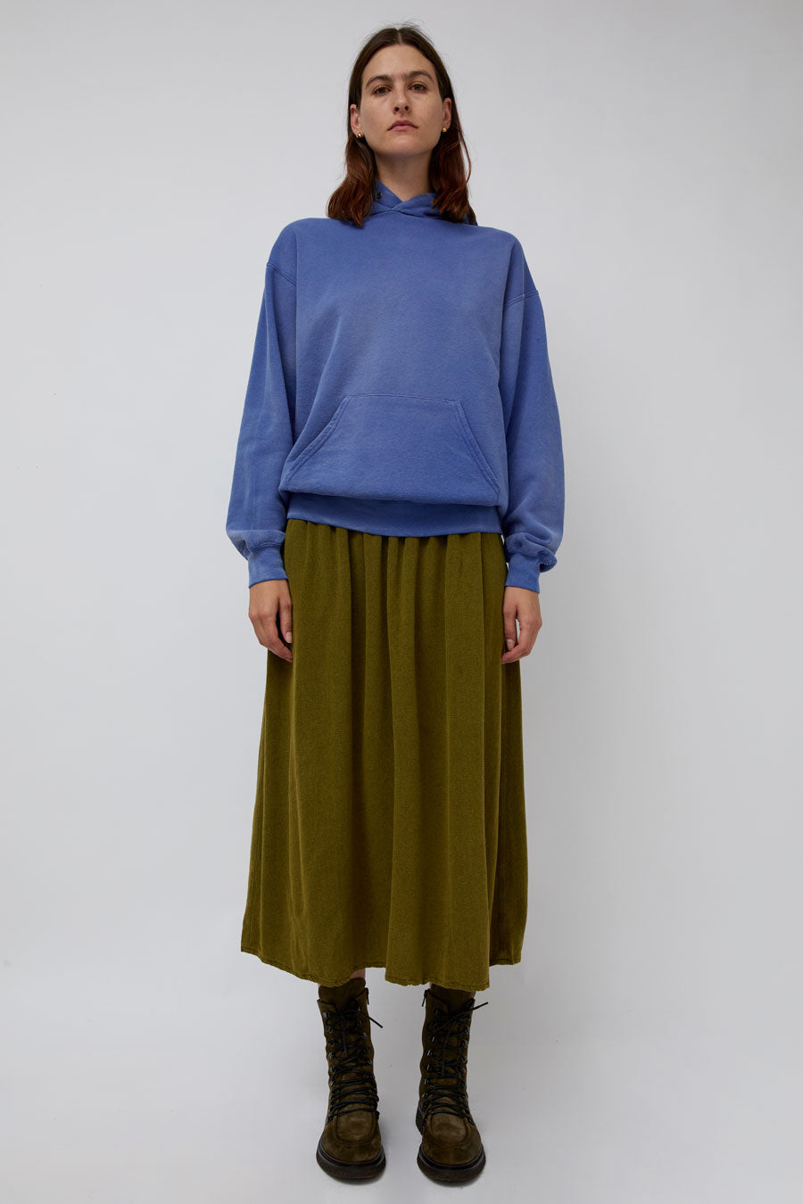 Sultan Wash Suzanne Skirt Oxford in Kaki Yellow