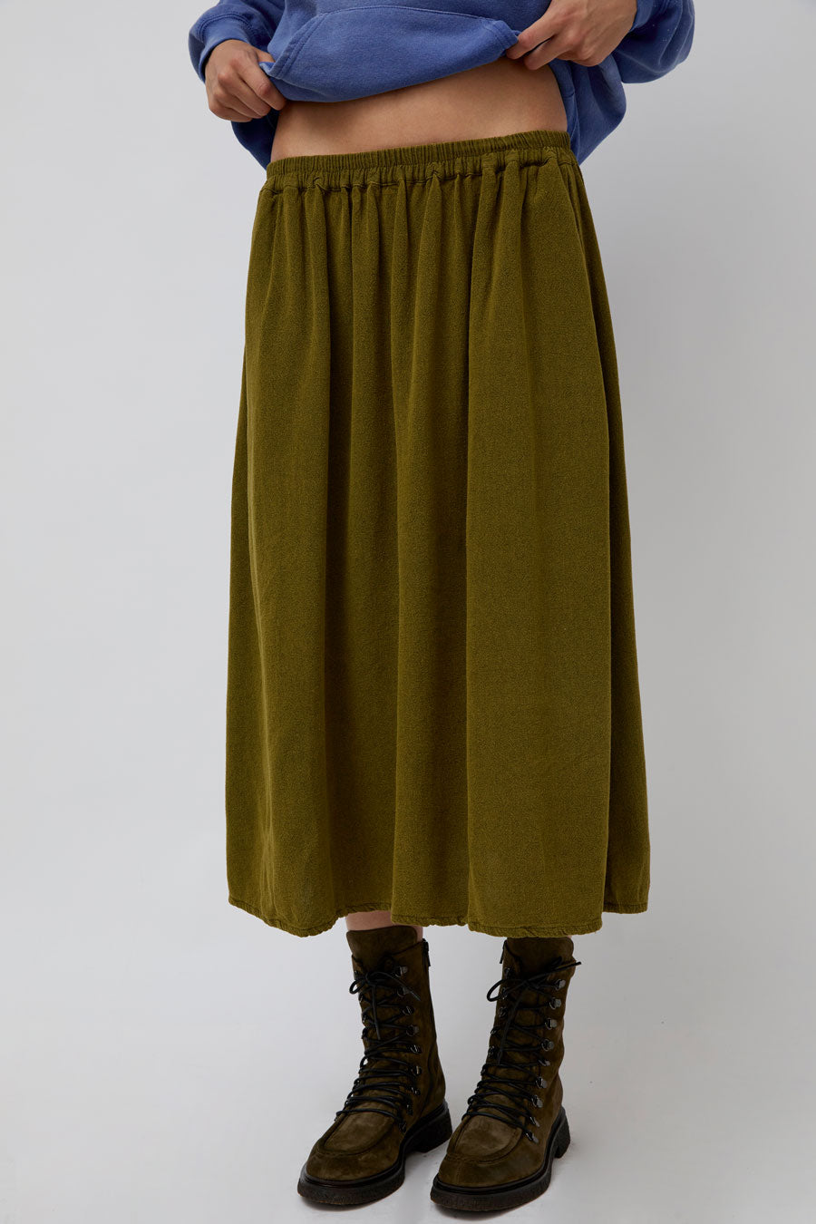 Sultan Wash Suzanne Skirt Oxford in Kaki Yellow