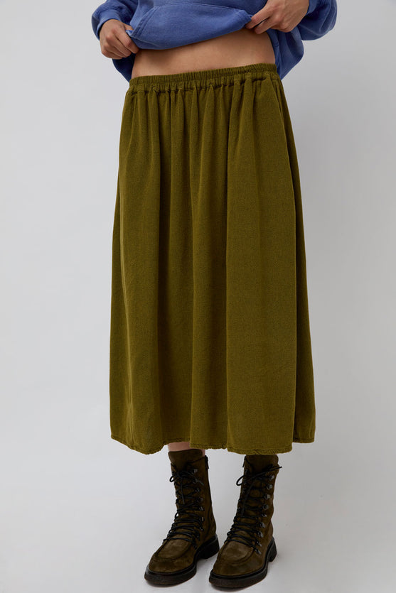 Sultan Wash Suzanne Skirt Oxford in Kaki Yellow