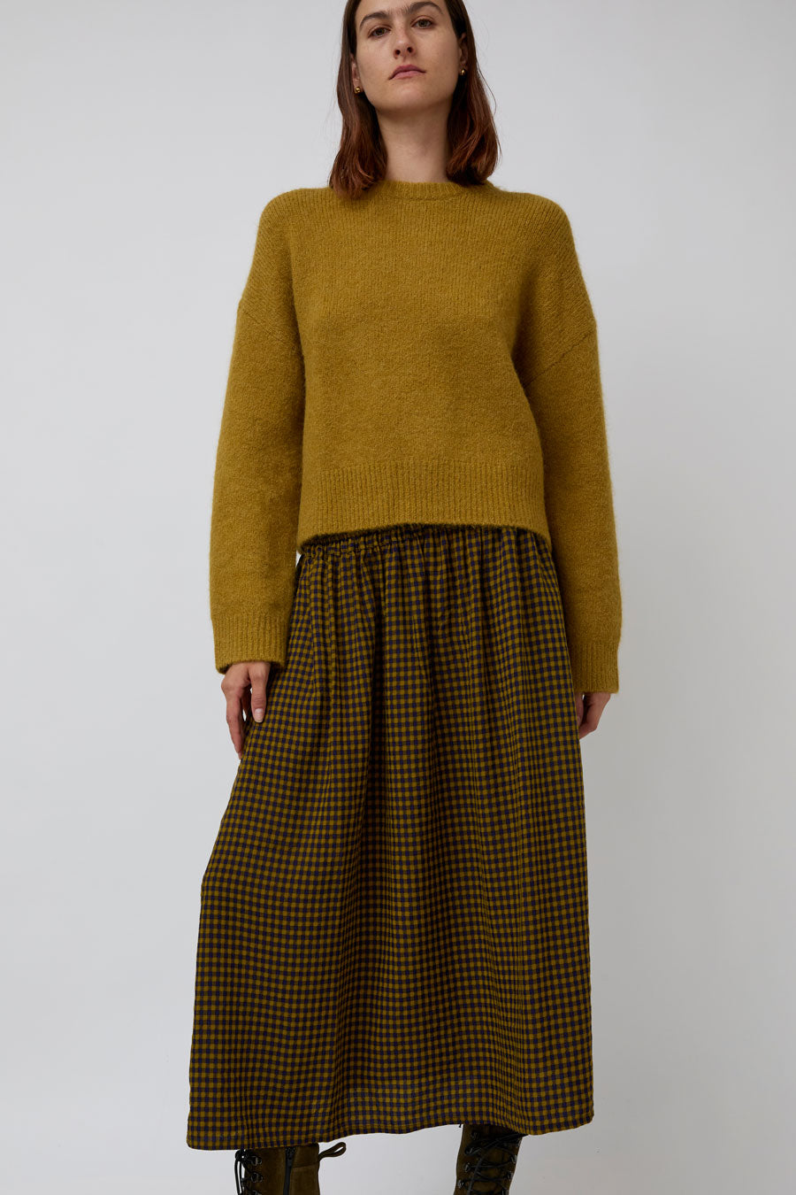 Sultan Wash Suzanne Skirt Vichy Star in Green Yellow