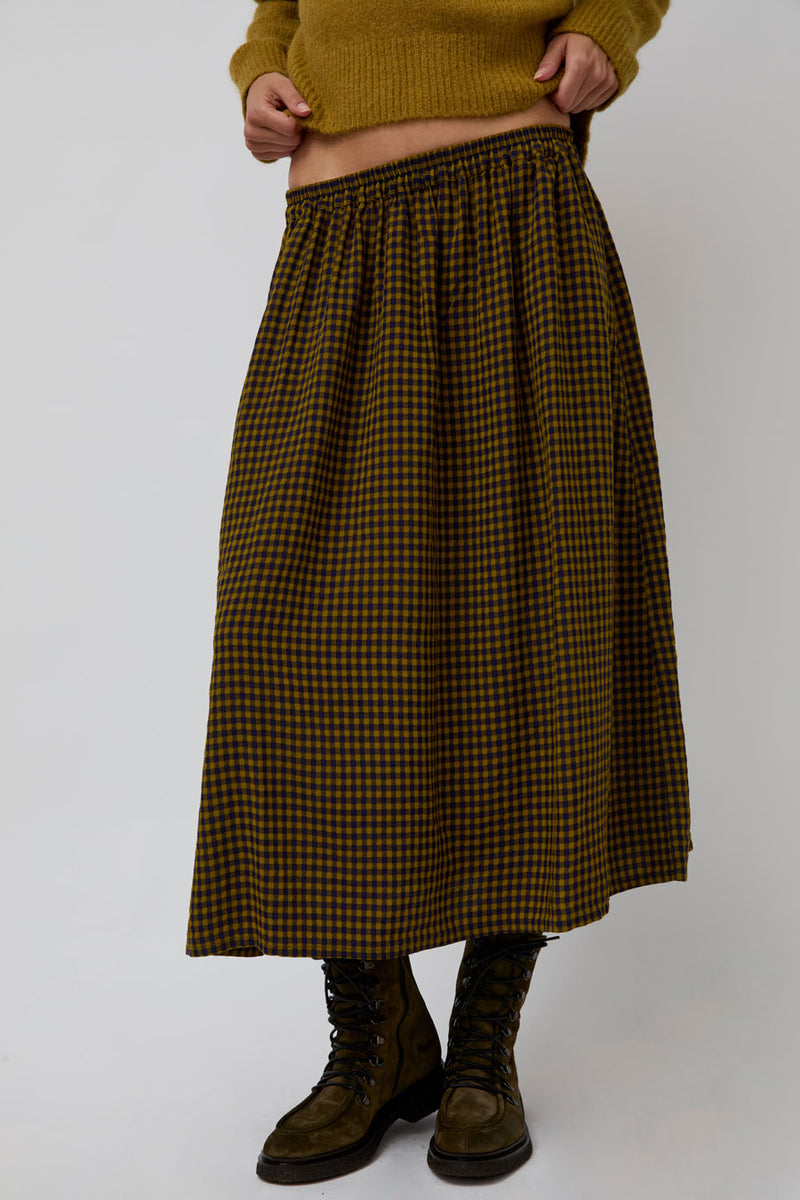 Sultan Wash Suzanne Skirt Vichy Star in Green Yellow
